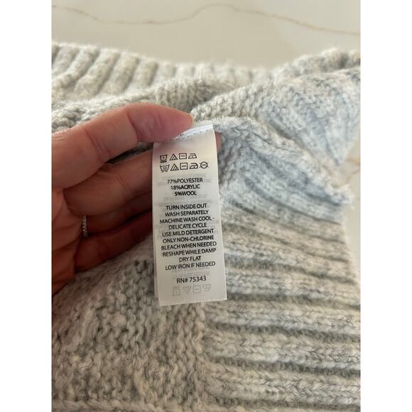 Joie Cable Knit Sweater Vest Turtle Neck Wool Blend SZS Gray Oversized Relaxed - Picture 7 of 9